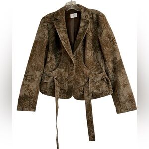 Morrissey Brown Paisley Belted Blazer Women’s Size 12 PR2672
